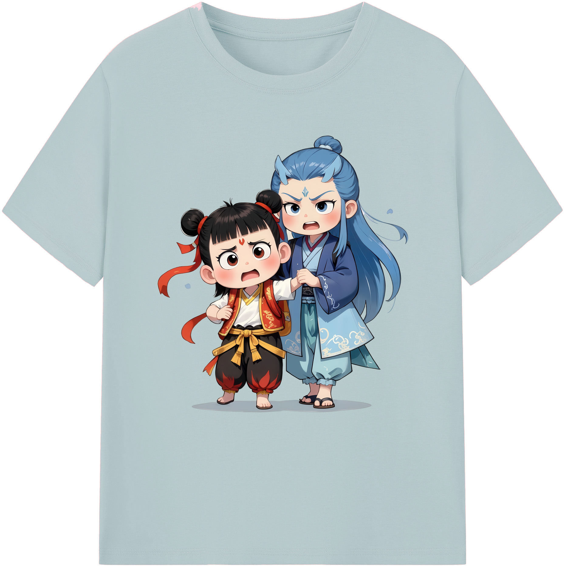 （画像用） Ne Zha 2 ナタ 魔童の大暴れ 綿100％半袖Tシャツ（フロントプリント）